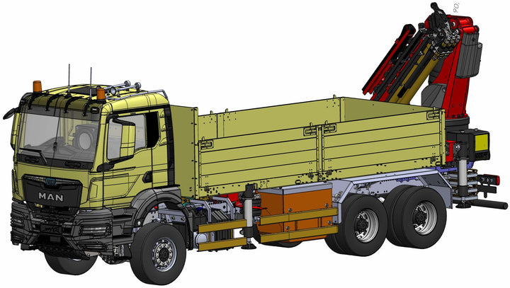 TGS 3-Achs-Baustoff-LKW, Palfinger Heckladekran